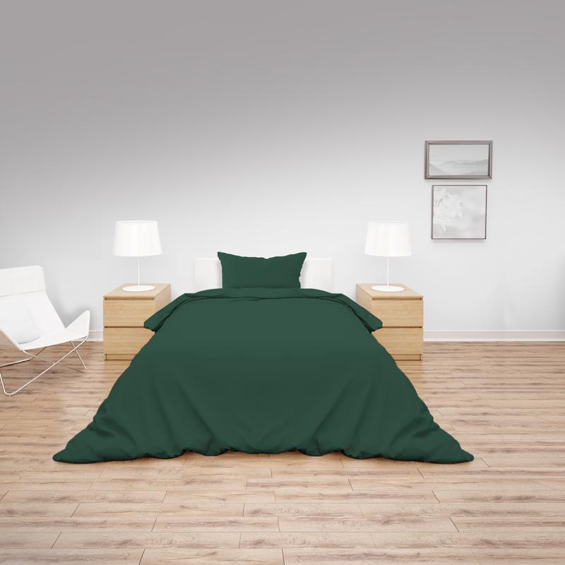 Groen dekbedovertrek velvet 140 x 200 1-persoons in slaapkamer