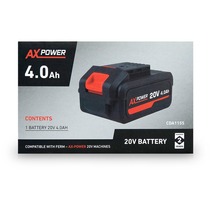 Verpakking van de Ferm AX-Power 4.0 Ah accu 20 volt | 4.0 Ah