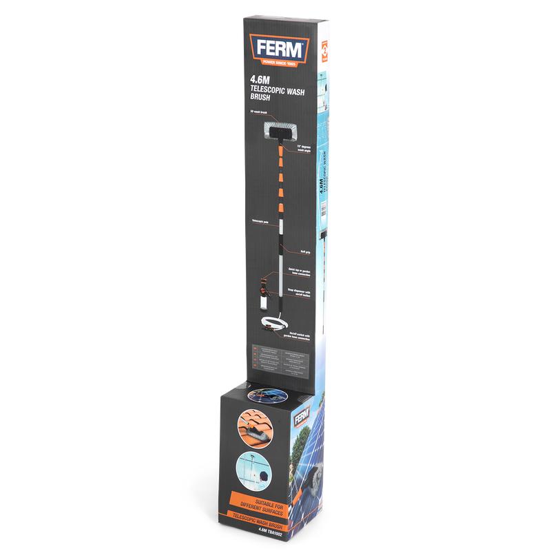 Front of the packaging of the FERM telescopic washing brush