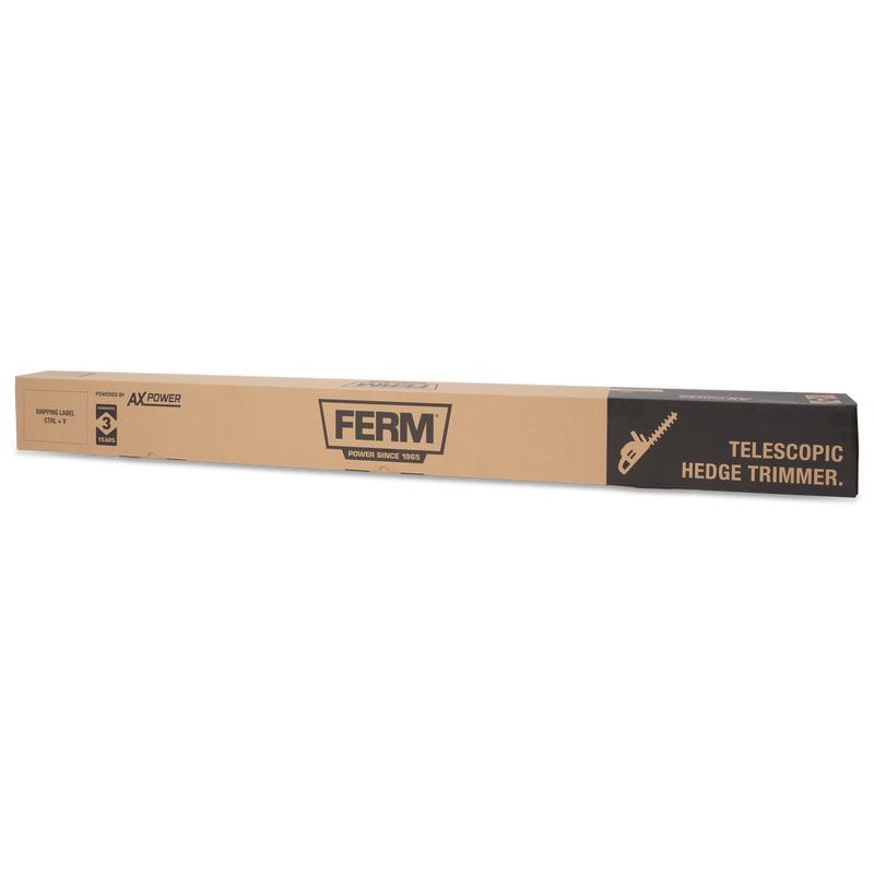 Ferm AX-Power telescopic hedge trimmer packaging front