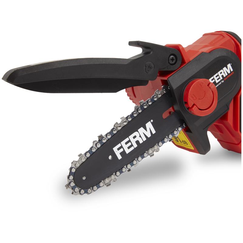 Ferm chainsaw with protective cover