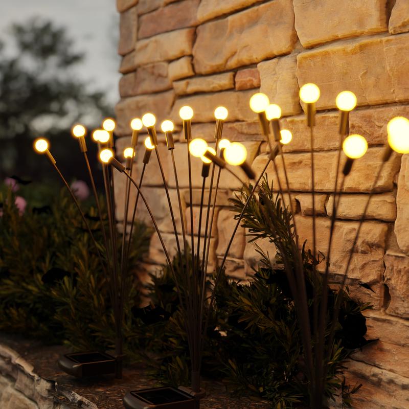 Fireflies against in the garden with effect on the wall