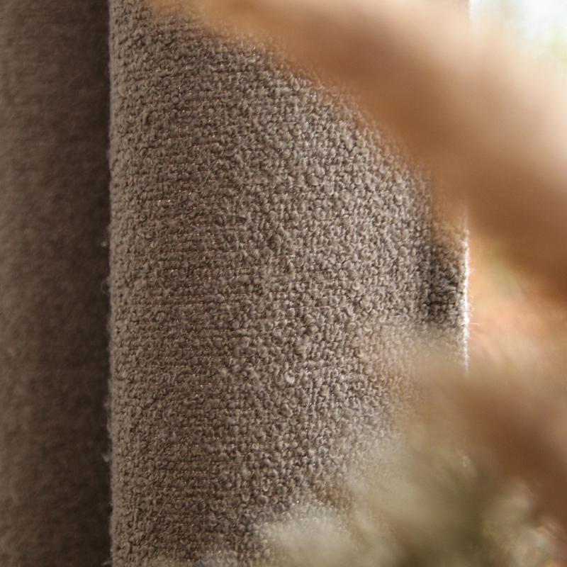 Taupe ready-made bouclé curtain- mood picture close-up