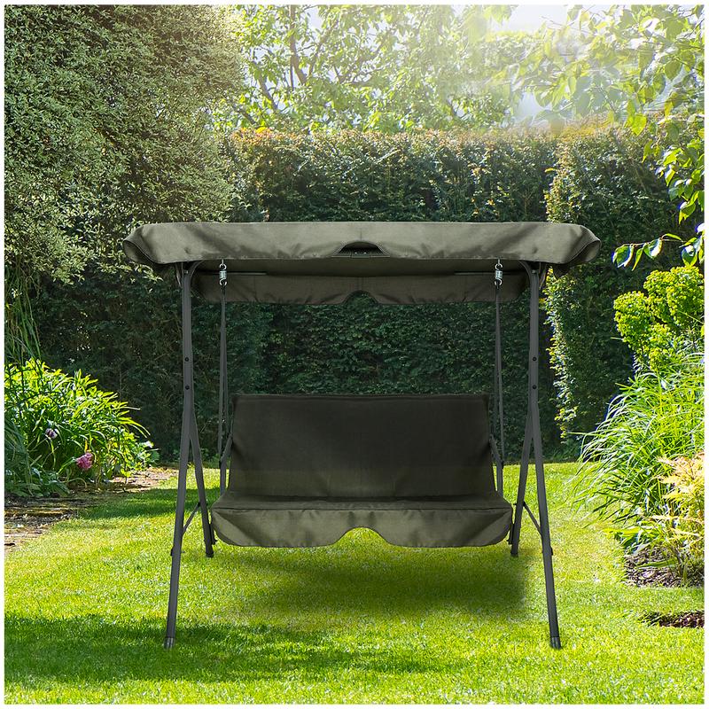 Swing seat with canopy in the garden