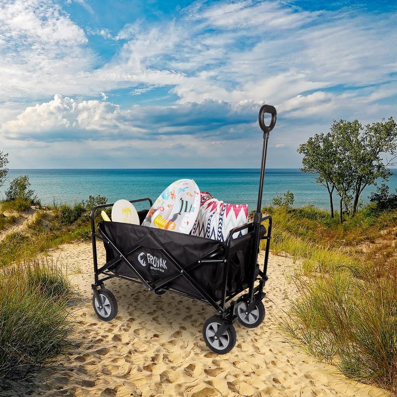 Foldable beach cart by the sea
