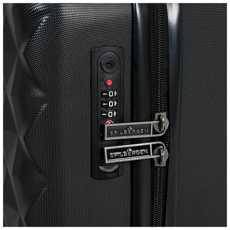 The TSA combination lock on the suitcase