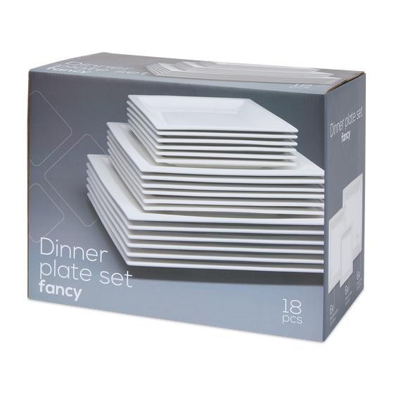 Dinner set 18-piece - white porcelain in package