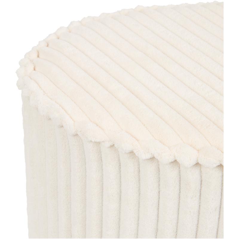 Cream white ribbed pouffe - close-up of fabric