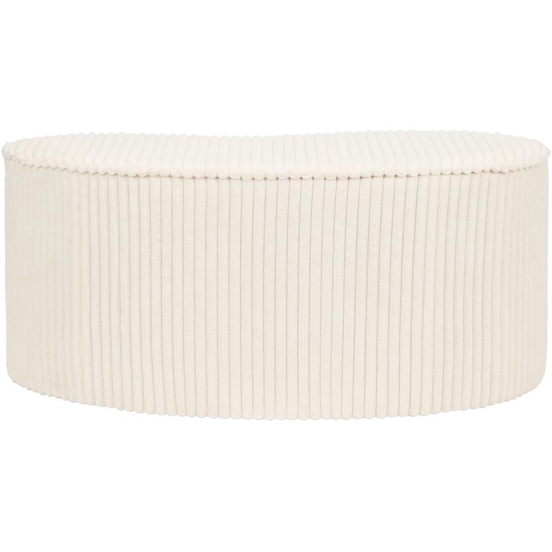 Cream white ribbed pouffe - back view