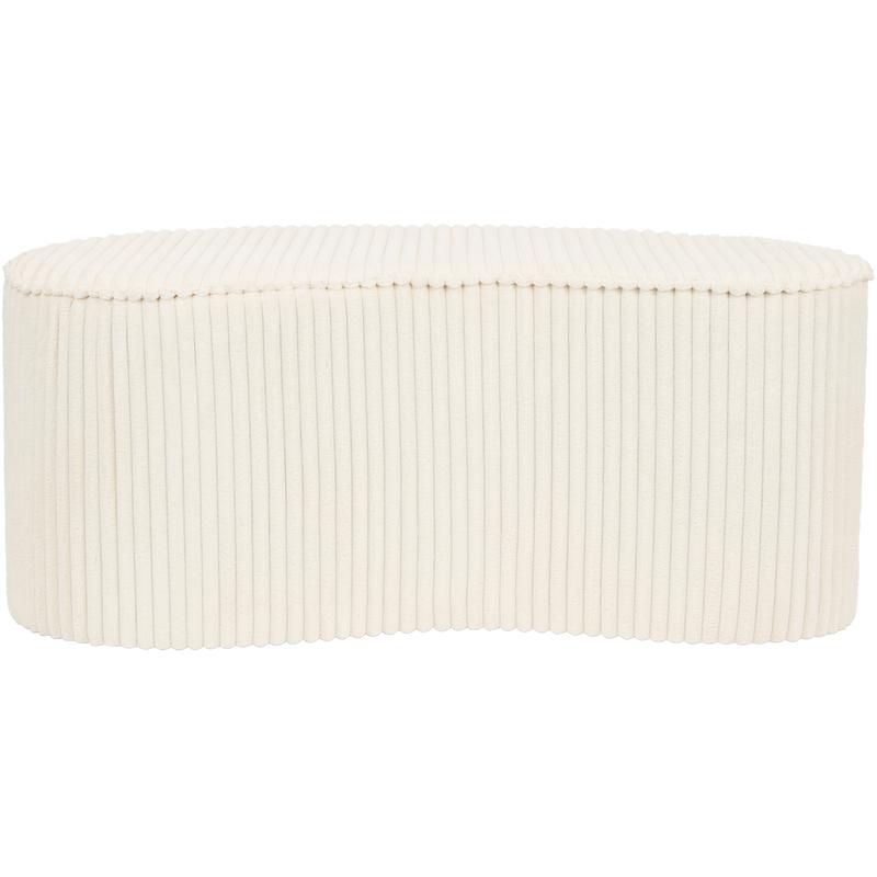 Cream white ribbed pouffe - front view