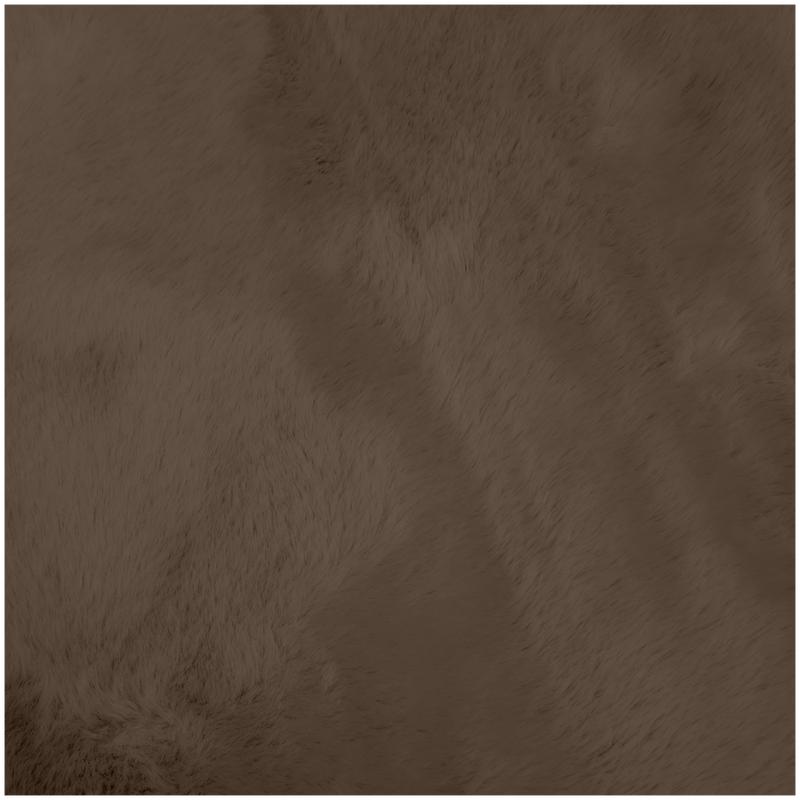 Organic shape faux fur rug - dark brown - close-up