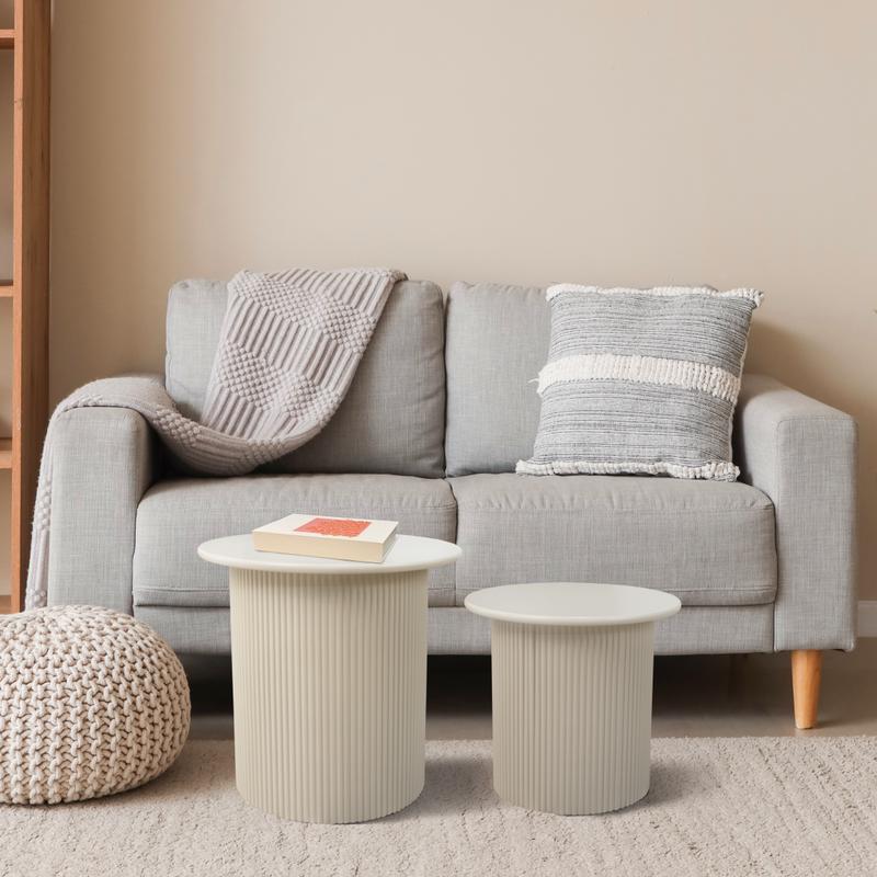 Ribbed Side Table Set Taupe | Action Webshop NL