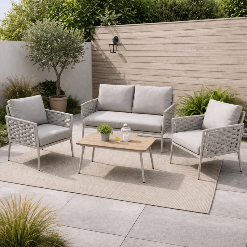 Salon de jardin 4 pièces - gris