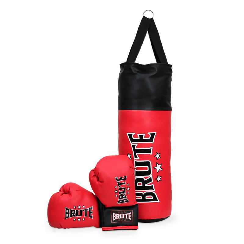 The kids punching bag with gloves