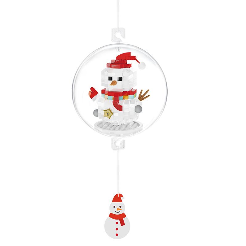 16 x DIY building block Christmas ornaments - snowman