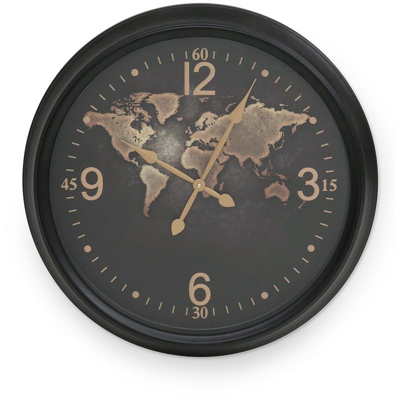 Wall clock with world map 1 main view