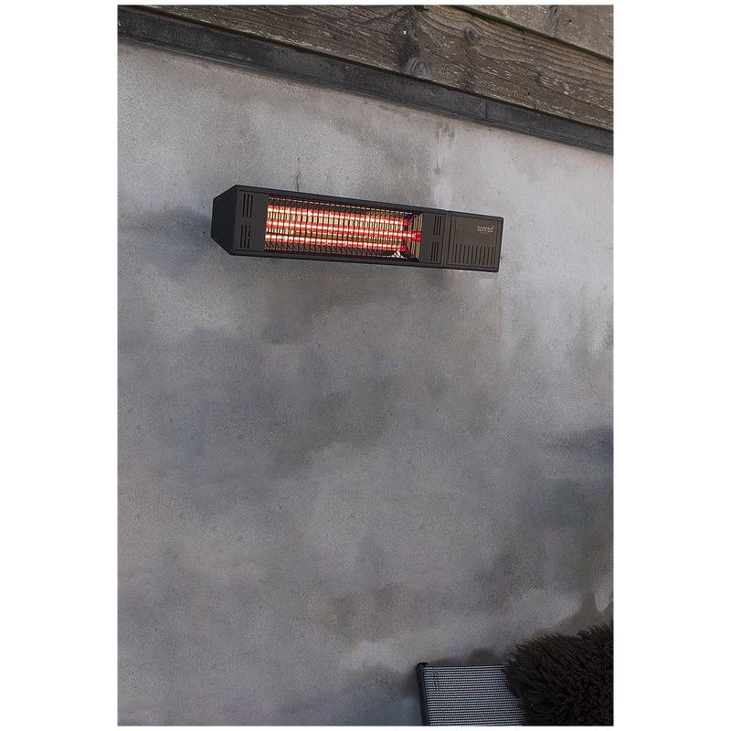 The Sunred patio heater Fortuna on the wall