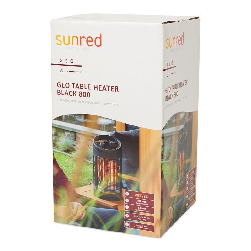 Sunred Geo patio heater in packaging