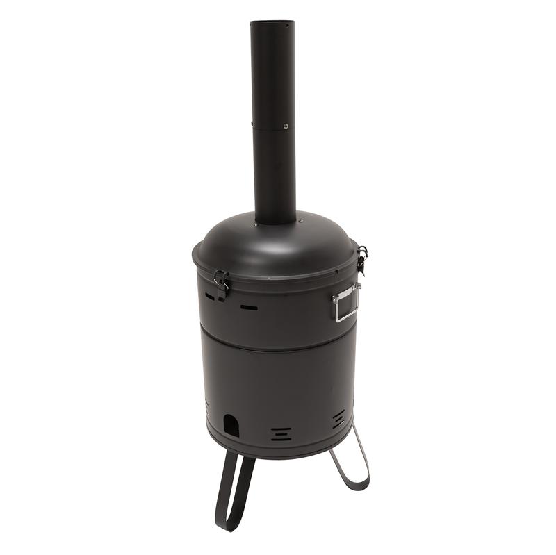 2-in-1 barbecue & fire pit with lid & chimney