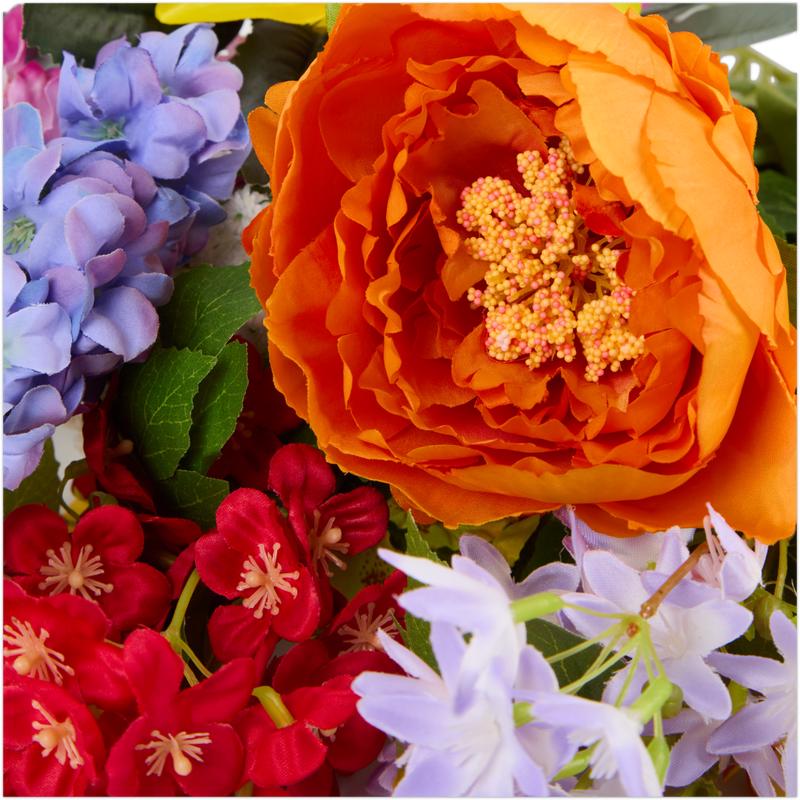 Luxury colourful artificial bouquet - close-up of peony