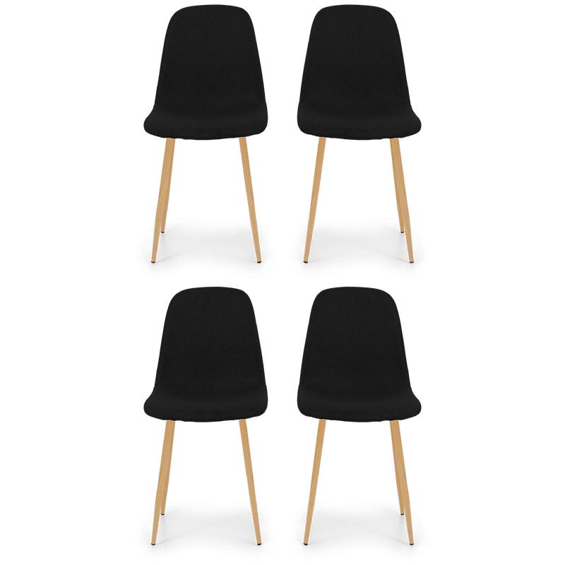 4 zwarte stoelen met hout look op poten