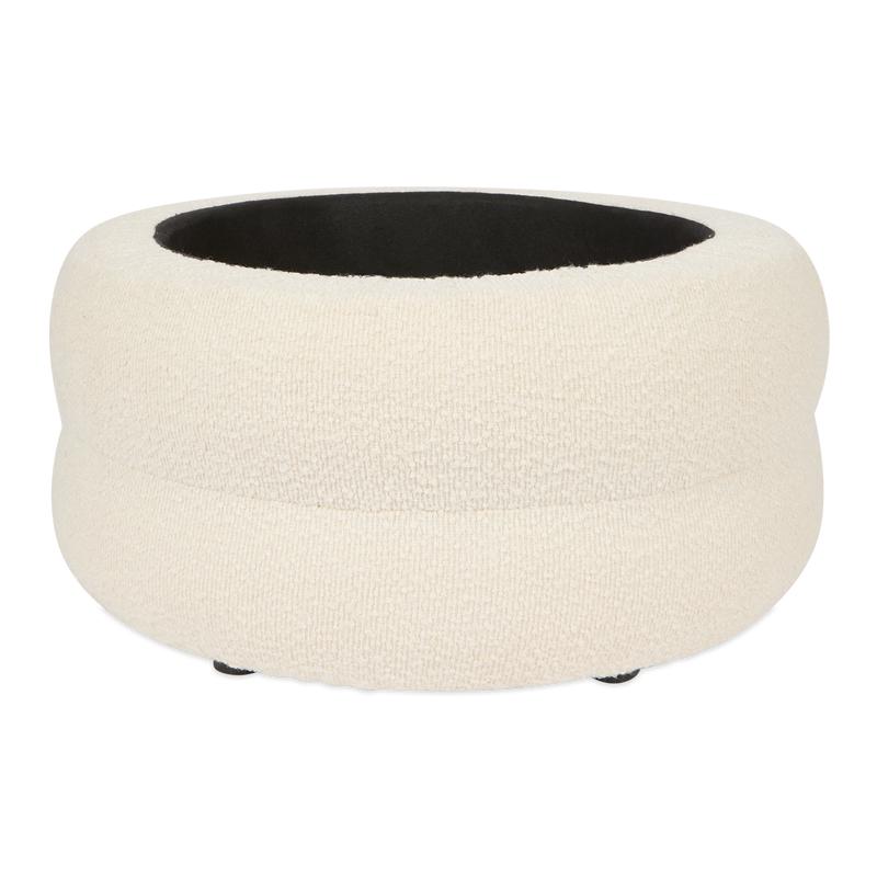 Pouf de rangement en teddy blanc sans le couvercle