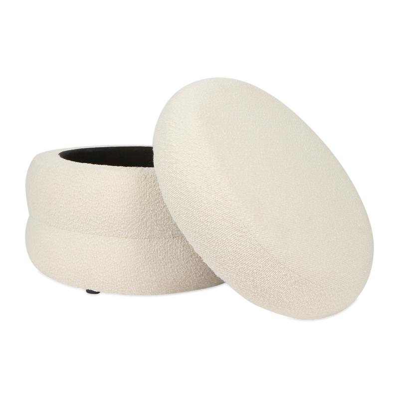 Luxury pouffe Curvy with storage space - White open