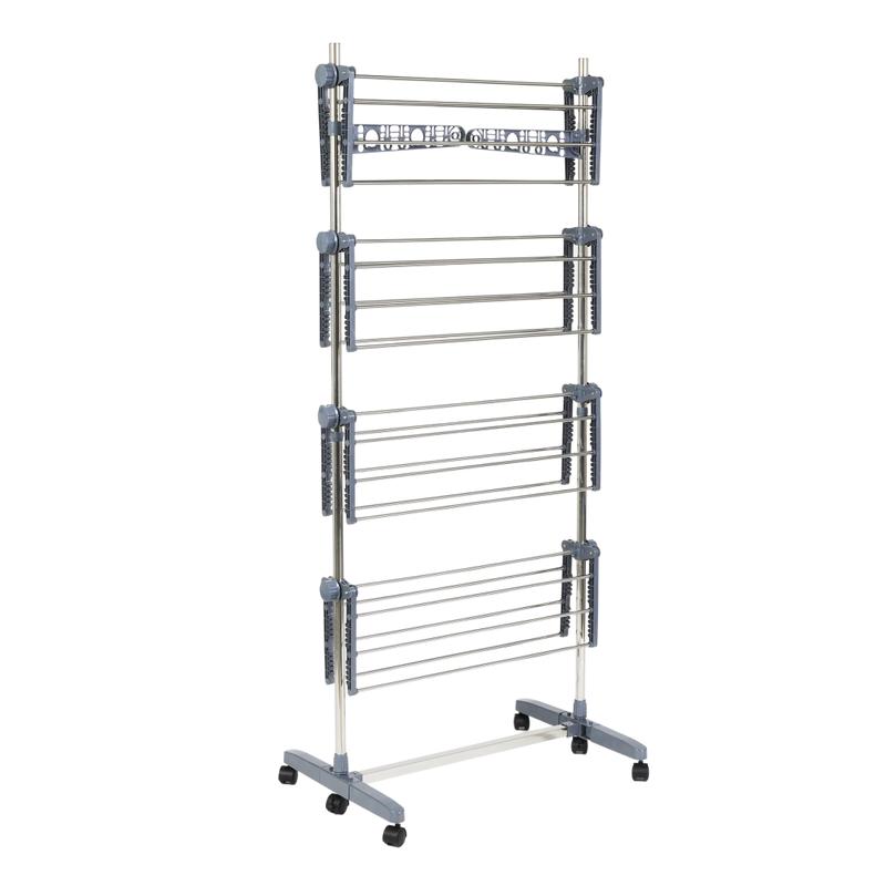 4-tier clothes airer on wheels - folded