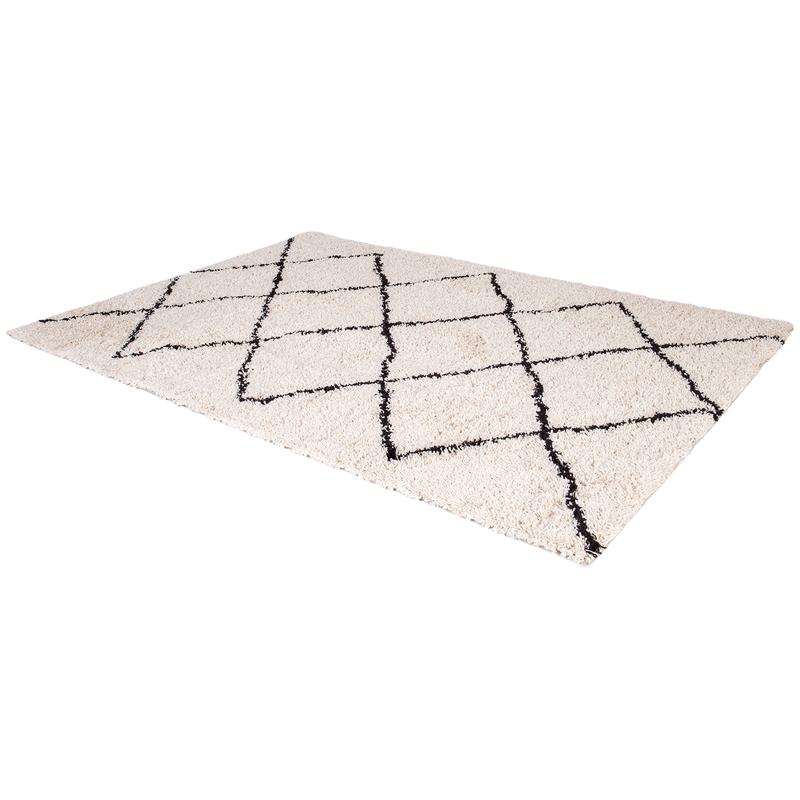 The rug with chequered pattern seen from the side