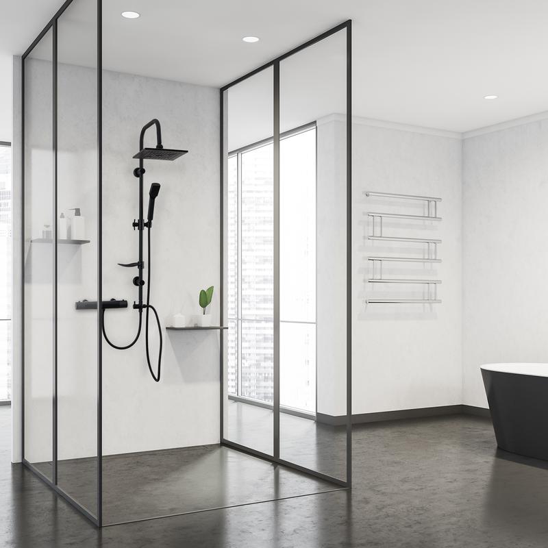 Premium rainfall shower - black - in the bathroom