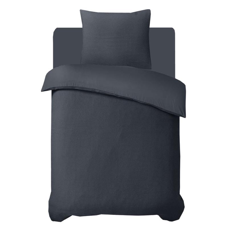 Waffle duvet cover - anthracite bed