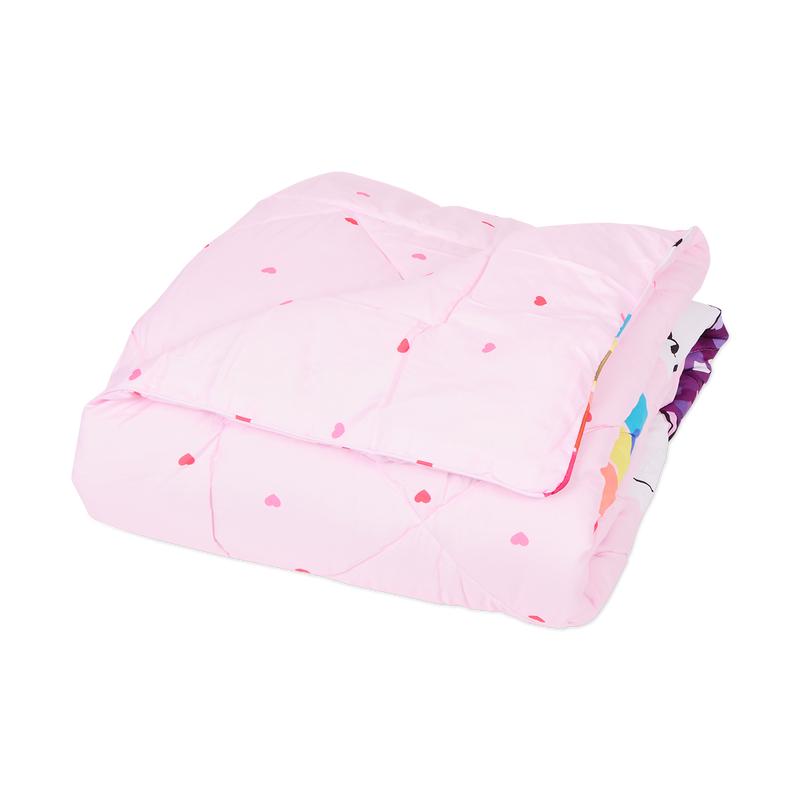 Lazy all-in-one children's duvet with rainbow print folded