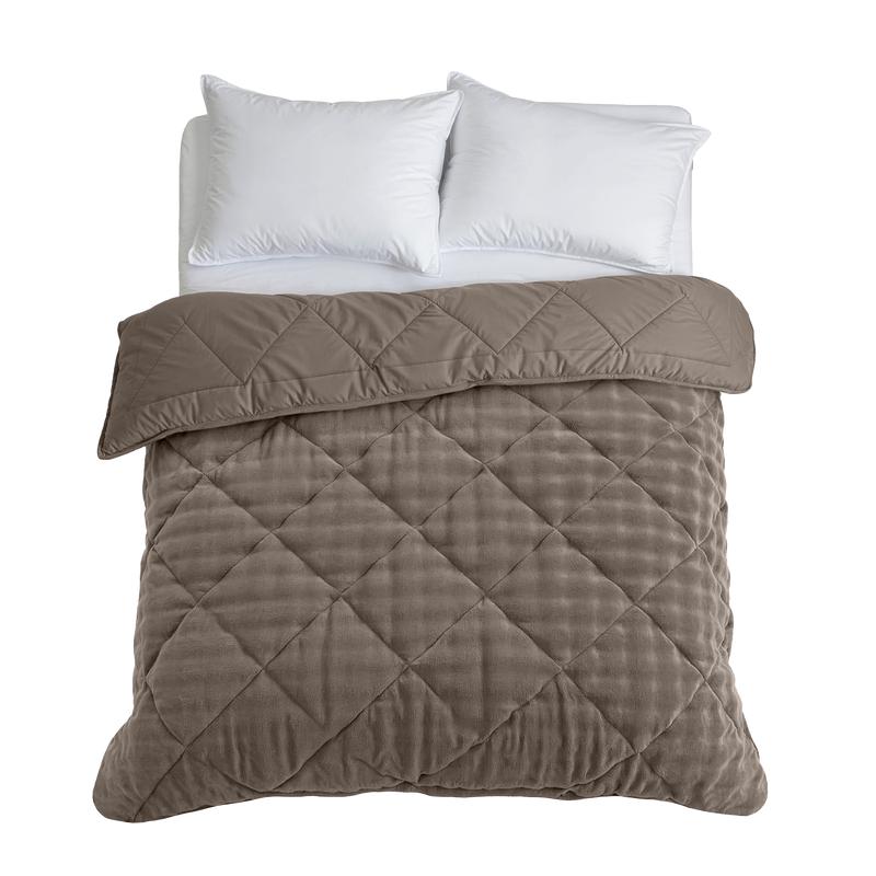 Lazy all-in-one duvet Pom Pom Fur - Taupe with cushions