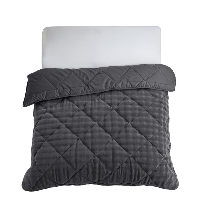 Lazy All-in-One Duvet Pom Pom Fur Anthracite – Top View of Bed