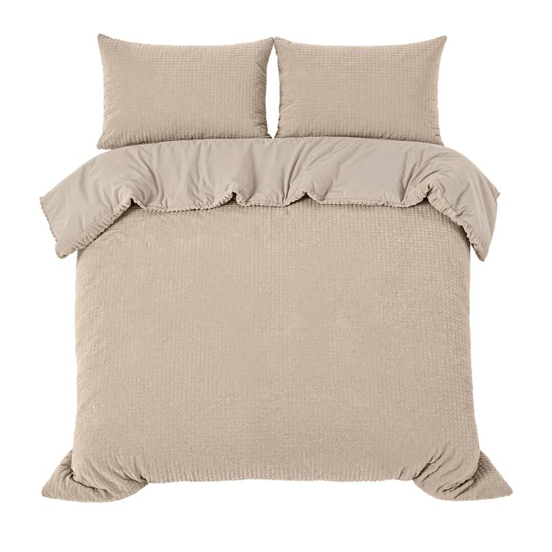 Parure de lit en polaire velours Teddy taupe