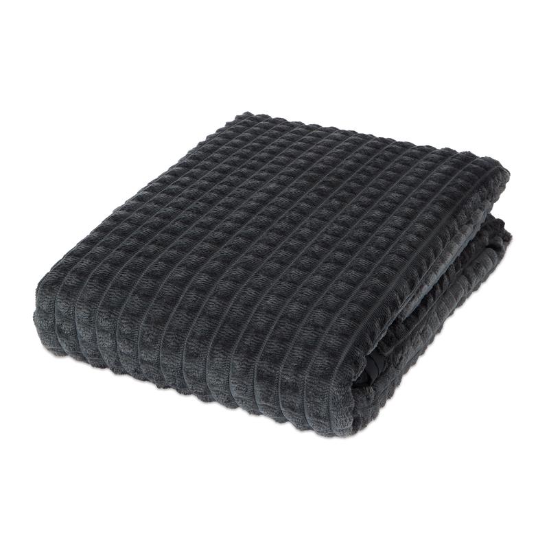 Parure de lit en polaire velours Teddy anthracite