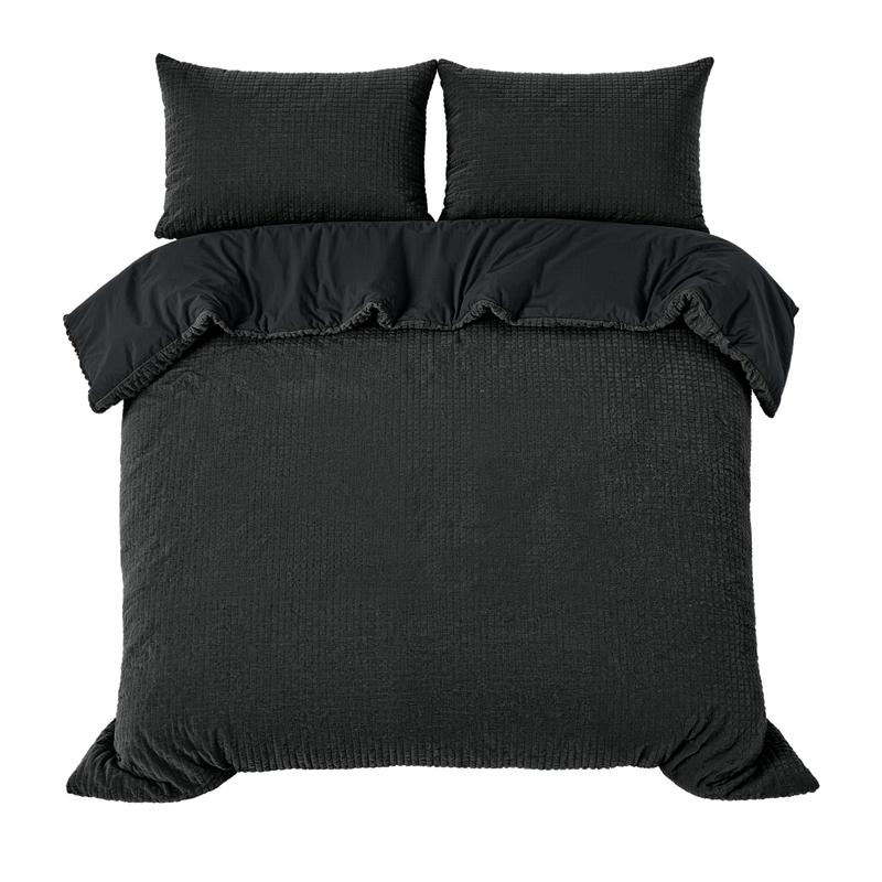 Parure de lit en polaire velours Teddy anthracite