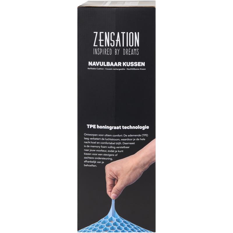 Cooling and refillable pillow - side of packaging