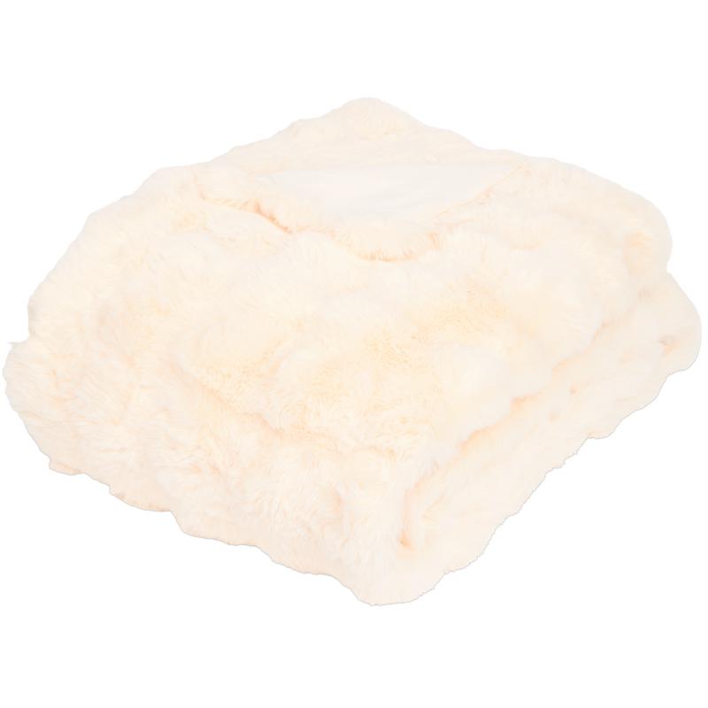 Pompom Fur throw – cream white