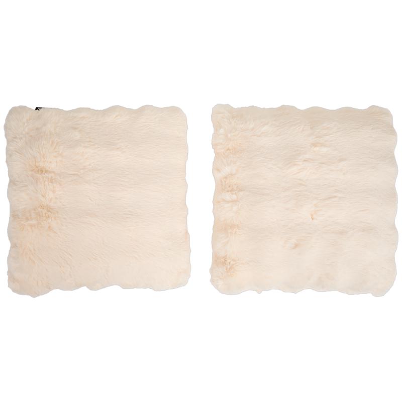 Pompom Fur throw – cream white – with 2 cushions