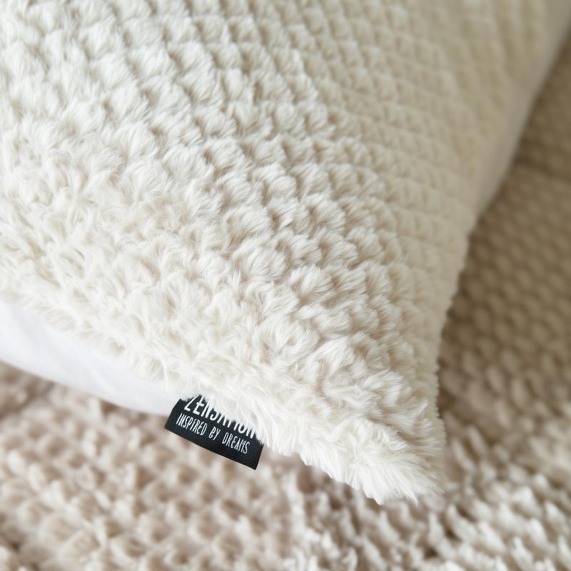 Lazy all-in-one duvet Teddy fur 140 x 200 cm - beige - close-up of label