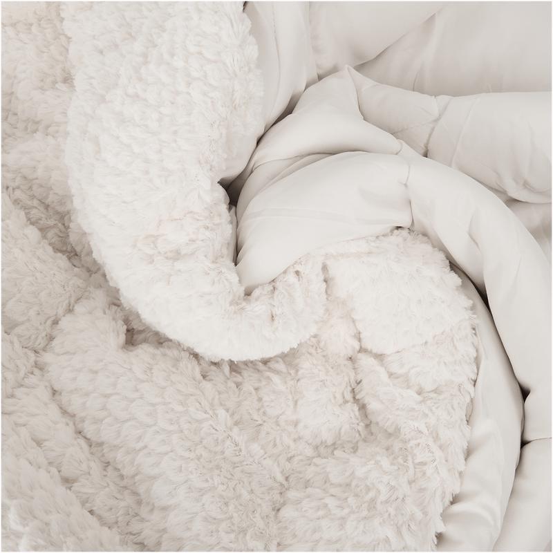 Lazy all-in-one duvet Teddy fur 140 x 200 cm - beige - close-up of fabric