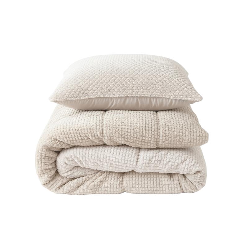 Lazy all-in-one duvet Teddy fur 140 x 200 cm - beige - folded set