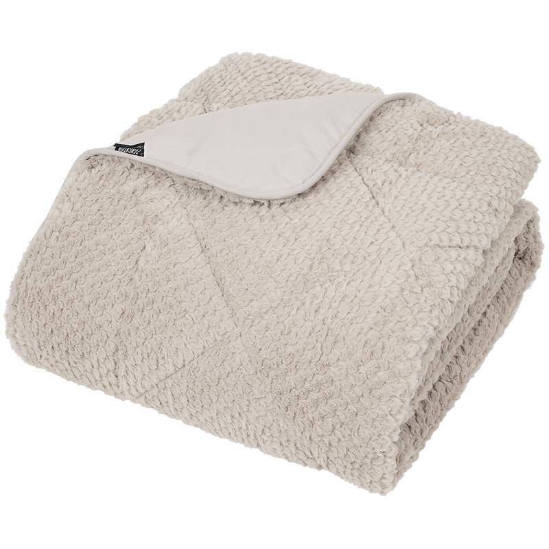 Lazy all-in-one duvet Teddy fur 140 x 200 cm - taupe - folded