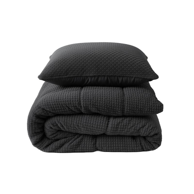 Lazy all-in-one duvet Teddy fur 140 x 200 cm - anthracite - folded set