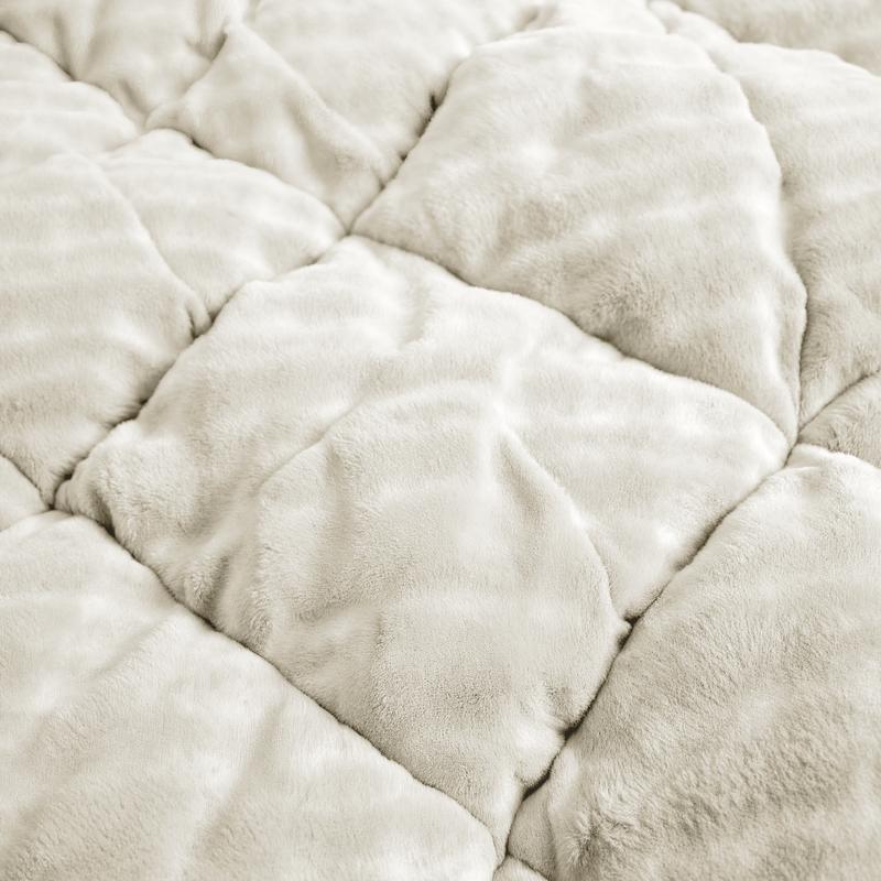 Lazy all-in-one duvet Pom Pom Fur - Cream White - close-up material