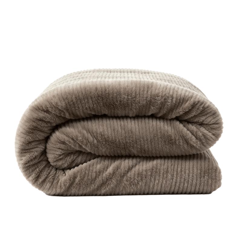 Faux fur duvet cover - 140 x 200/220 cm - taupe - folded duvet