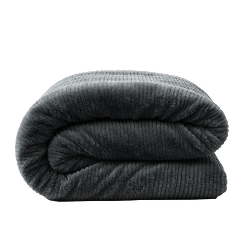 Faux fur duvet cover - 140 x 200/220 cm - anthracite - folded duvet