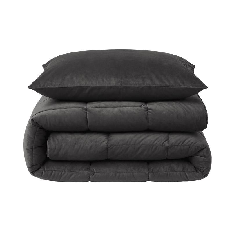 Lazy all-in-one single duvet and duvet cover Velvet - anthracite