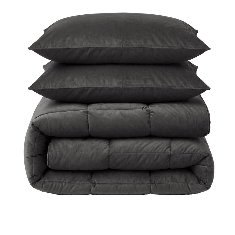 Lazy all-in-one 200 x 200 cm duvet and duvet cover Velvet - anthracite - duvet & cushions